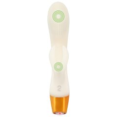   You2Toys Glow în întuneric - vibrător fluorescent cu stimulator de clitoris (alb)