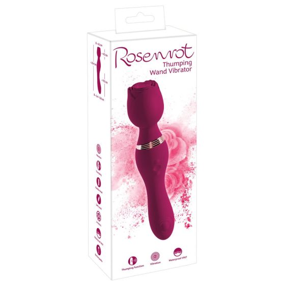 You2Toys Rosenrot - vibrator de masaj cu tulpină de trandafir reîncărcabilă (roșu)