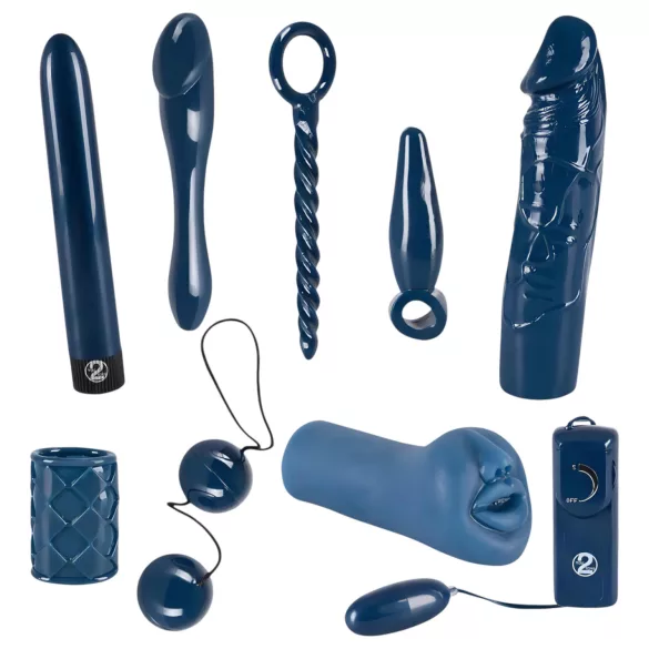 You2Toys - set pentru cupluri cu vibrații - 9 piese - midnight blue