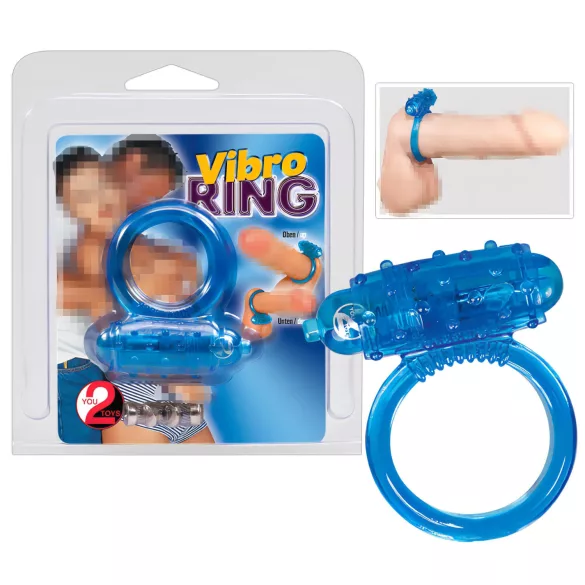 You2Toys - inel pentru penis cu vibrații - silicon - albastru
