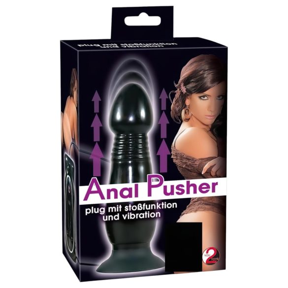 You2Toys - Vibrator anal cu funcție de împingere - negru