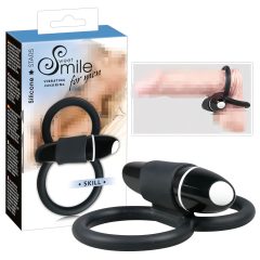   SMILE Skill - inel vibrator pentru penis și testicule (negru)