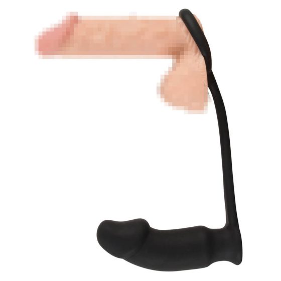 Vibrator anal Black Velvet cu inel pentru penis (negru)