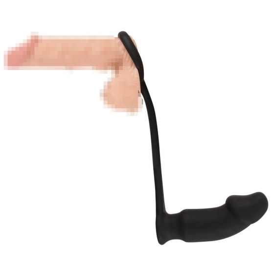 Vibrator anal Black Velvet cu inel pentru penis (negru)