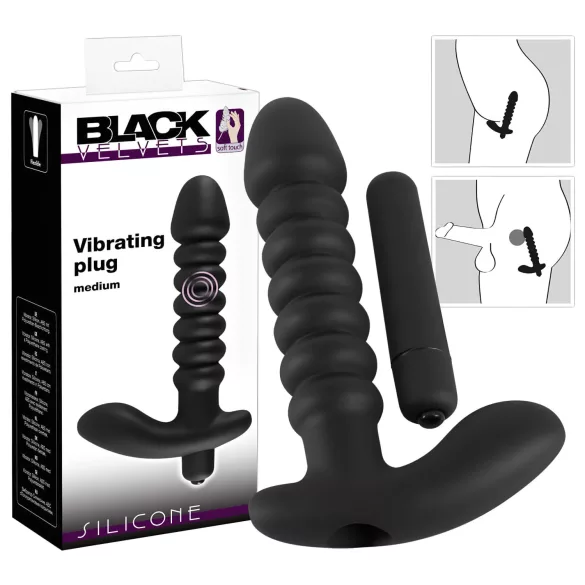 Black Velvets - vibrator cu nervuri - mărime medie - negru