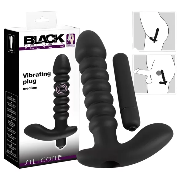 Black Velvets - vibrator cu nervuri - mărime medie - negru