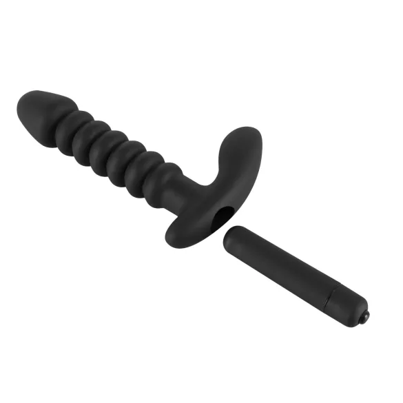 Black Velvets - vibrator cu nervuri - mărime medie - negru