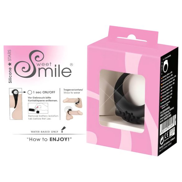 SMILE Stayer - inel vibrant pentru penis (negru)
