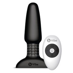   b-Vibe - vibrator anal fără fir rotativ cu perluțe (negru)