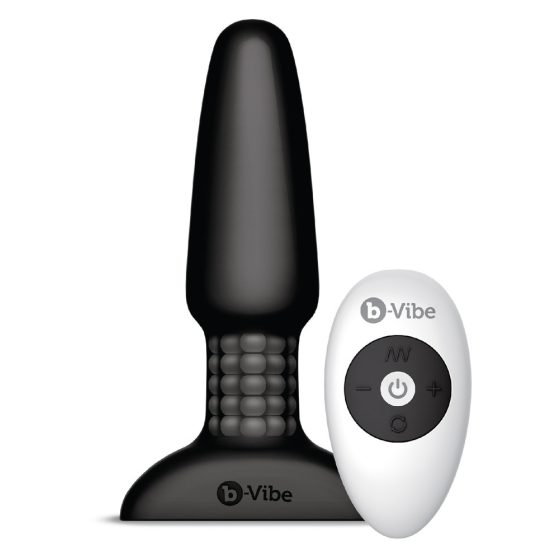 b-Vibe - vibrator anal cu perle rotative, cu baterie (negru)