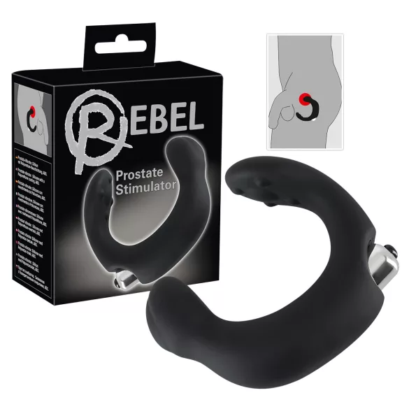 Rebel - vibrator pentru prostată curbat - silicon negru