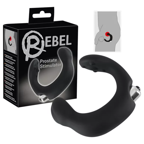 Rebel - vibrator pentru prostată curbat - silicon negru
