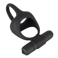   Black Velvet - inel vibrator pentru penis și testicule (negru)