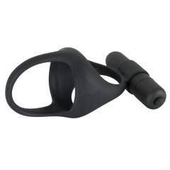   Black Velvet - inel vibrator pentru penis și testicule (negru)
