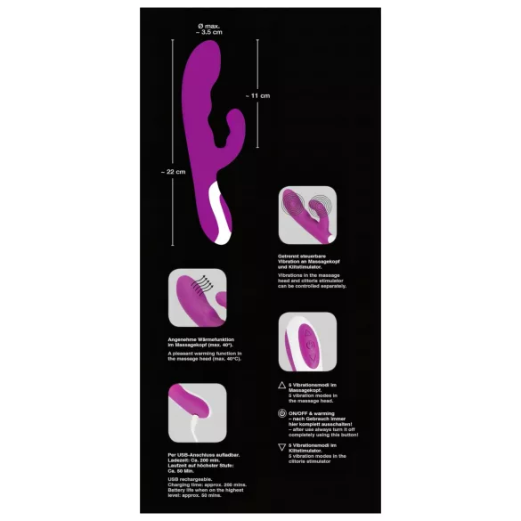 Javida - vibrator clitoridian cu încălzire - roz