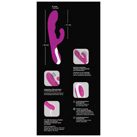 Javida - vibrator clitoridian cu încălzire - roz