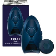  Pulse III Duo - masturbator și vibrator de cuplu cu acumulator (gri-albastru)