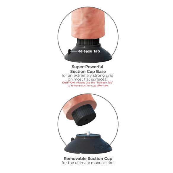 King Cock - vibrator realist cu ventuză 23 cm - culoare naturală