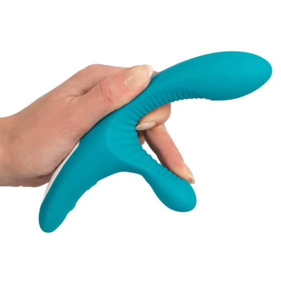 Javida - vibrator cu stimulator clitoridian cu cutele (turcoaz)