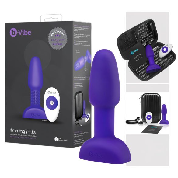 b-Vibe Rimming - vibratoare anal cu bile rotative (mov)