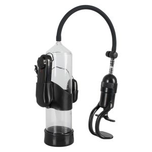 Mister Boner Vibratoare - Pompa pentru penis cu vibratii (transparent-negru)
