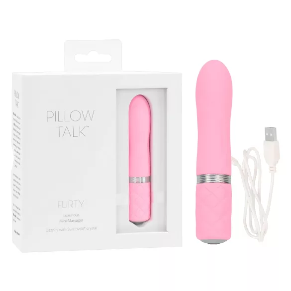 Pillow Talk Flirty - vibrator tip ruj reîncărcabil - silicon roz
