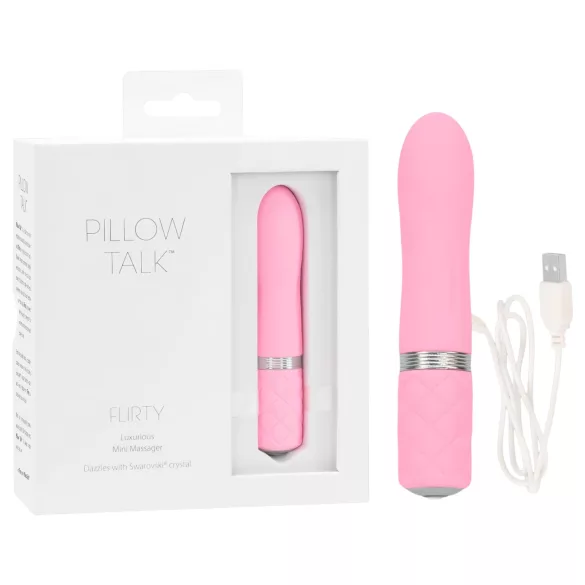 Pillow Talk Flirty - vibrator tip ruj reîncărcabil - silicon roz