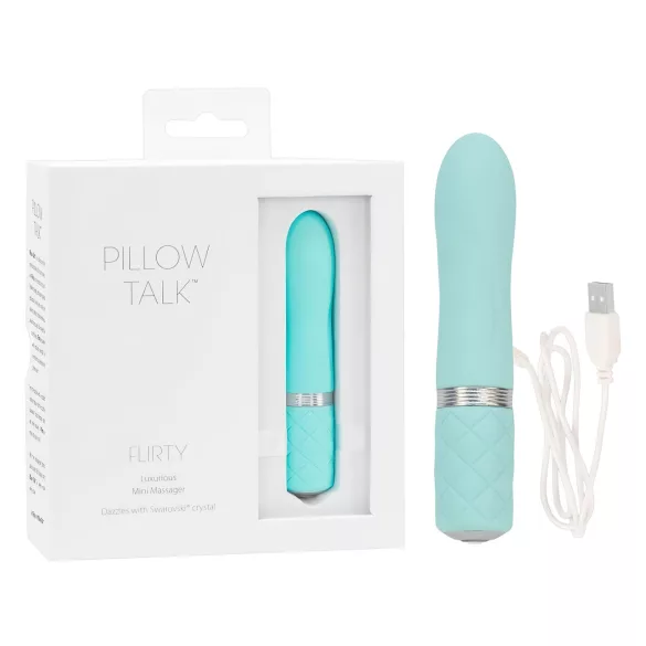 Pillow Talk Flirty - vibrator tip baton, reîncărcabil - turcoaz