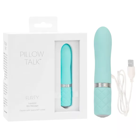 Pillow Talk Flirty - vibrator tip baton, reîncărcabil - turcoaz