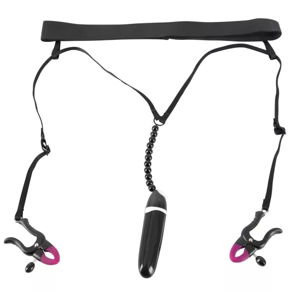 Bad Kitty - Clips vibratoare pentru labii și chiloț - negru (S-L)