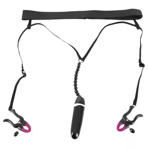 Bad Kitty - Clips vibratoare pentru labii și chiloț - negru (S-L)