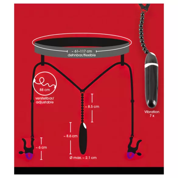 Bad Kitty - Clips vibratoare pentru labii și chiloț - negru (S-L)