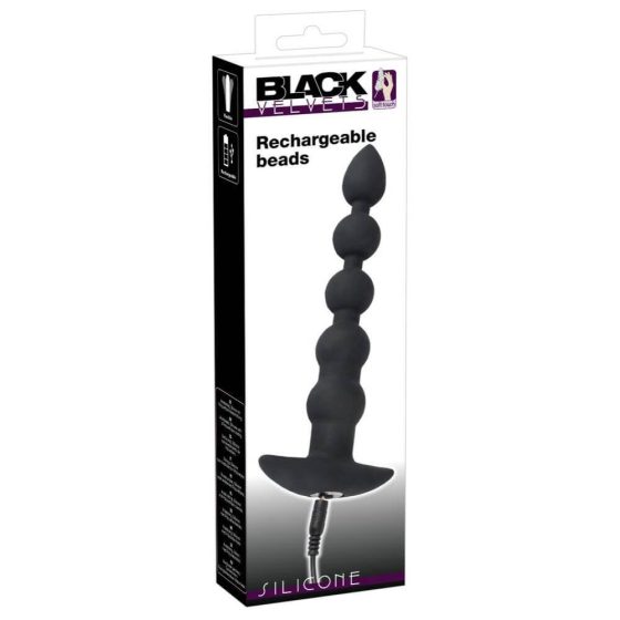 Black Velvet - vibrator anal cu 5 mărgele, cu baterie inclusă (negru)