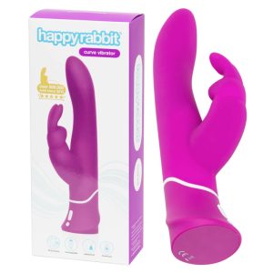Happyrabbit Curve - vibrator impermeabil, cu stimulator clitoridian încorporat și baterie (violet)