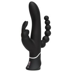  Happyrabbit Triple - vibrator clitoridian și anal cu baterie - silicon negru