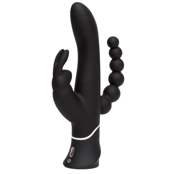 Happyrabbit Triple - vibrator reîncărcabil pentru clitoris și pârghie anală (negru)