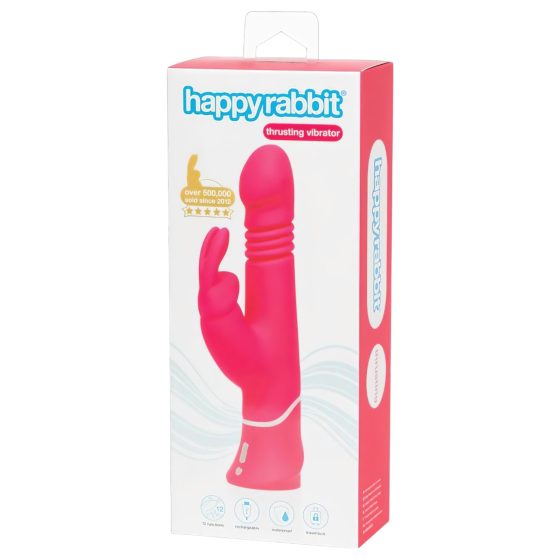 Happyrabbit Thrusting - Vibrator de împingere cu pârghie reîncărcabilă și rotativă (roz)