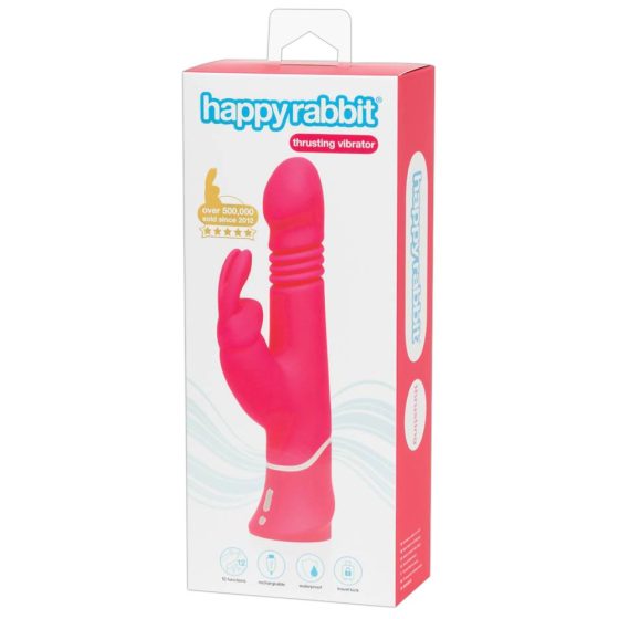 Happyrabbit Thrusting - vibrator de împingere cu pârghie clitoridiană cu baterie (roz)