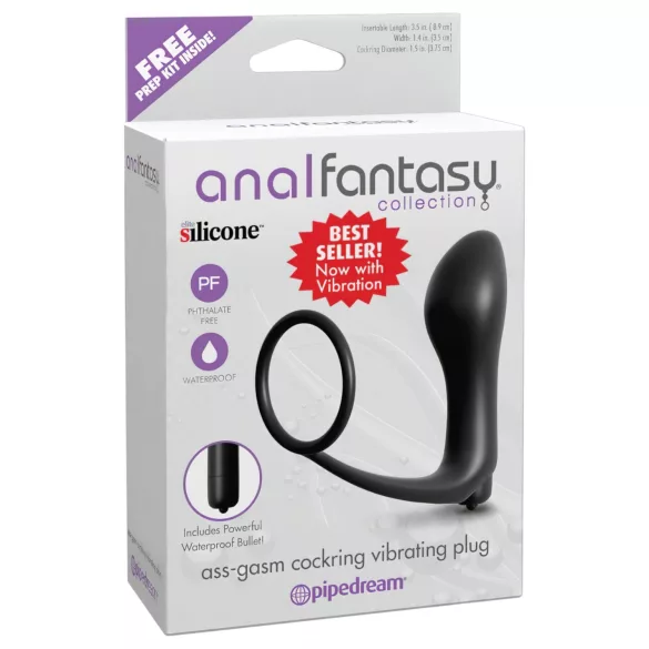 Pipedream - Analfantasy - vibrator anal de deget cu inel penian (negru)