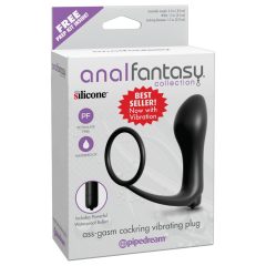 Analfantasy - vibrator anal cu inel pentru penis (negru)