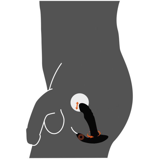 Rebel - vibrator de masaj al prostatei cu perle rotative, acumulator (negru)