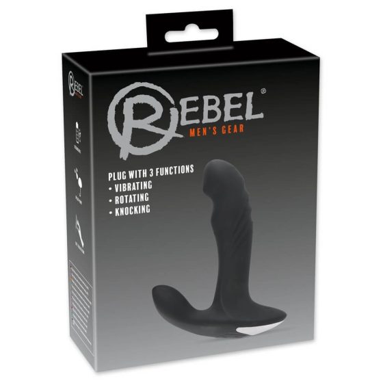 Rebel - vibrator de masaj al prostatei cu perle rotative, acumulator (negru)