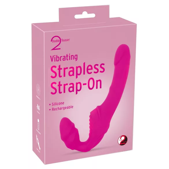 Double2Teaser - vibrator strap-on fără curea - roz