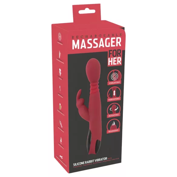 You2Toys Massager - vibrator pentru punctul G cu mișcări de împingere și rotație, cu încălzire (roșu)