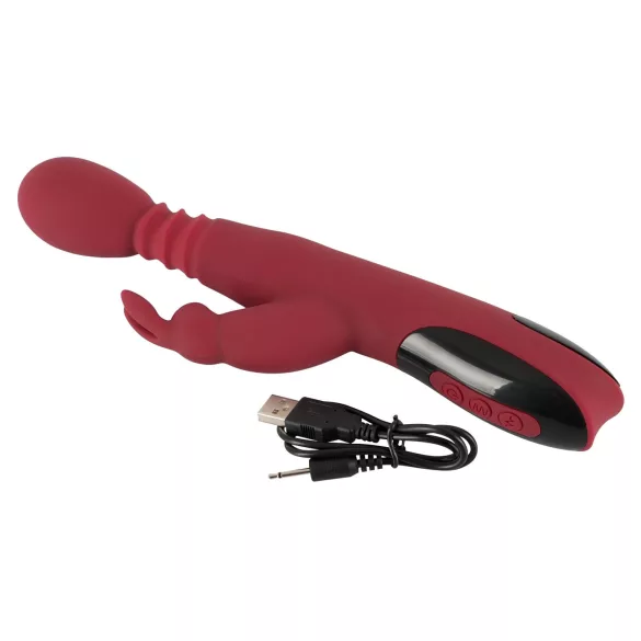 You2Toys Massager - vibrator pentru punctul G cu mișcări de împingere și rotație, cu încălzire (roșu)