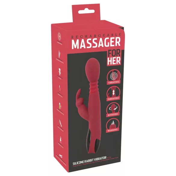 You2Toys Massager - vibrator pentru punctul G cu mișcări de împingere și rotație, cu încălzire (roșu)
