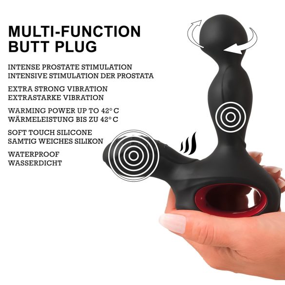 You2Toys - vibrator prostată rotativ cu încălzire - silicon negru