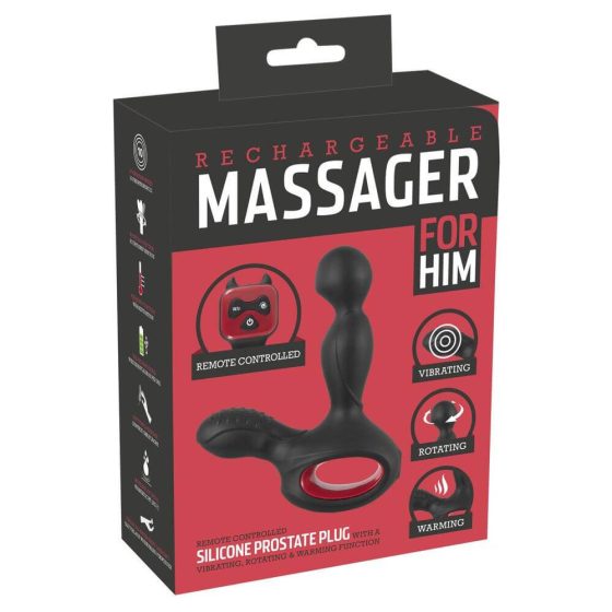 You2Toys Massager - vibrator de prostată rotativ, încălzitor și reîncărcabil (negru)