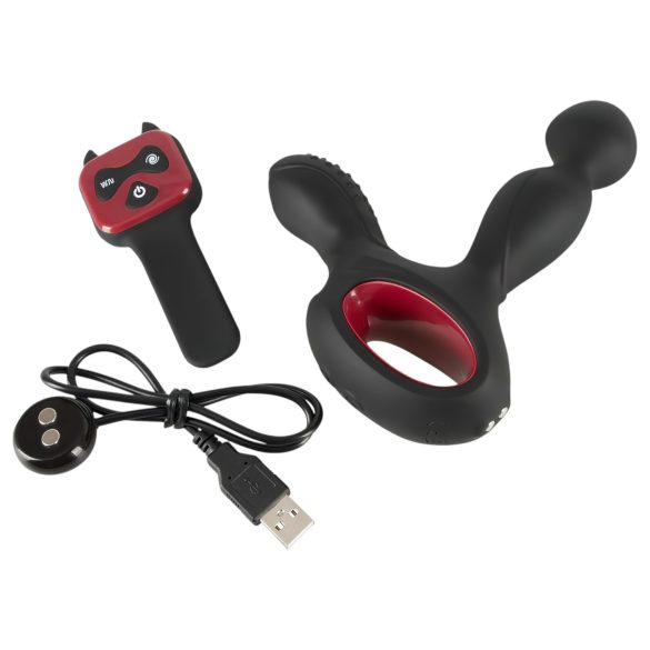 You2Toys - vibrator prostată rotativ cu încălzire - silicon negru