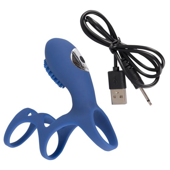 SMILE Couple - manșetă pentru penis cu vibrație și acumulator (albastru)